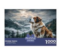 Cute Dog Puzzle Imposible,desafío for Adults Saint Bernard on Mountain Cliff Juego Educativo 1000 Piezas Obra De Arte De Juego De para Adultos Y Niños 38x26cm/1000pcs