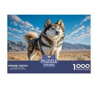 Cute Dog Puzzles Imposible,desafío Para Adultos Husky Stands in A Mountainous Desert Entretenimiento Creativo 1000 Piezas Obra De Arte De Juego De Para Adultos Y Niños A Partir De 12 Años 38x26cm/1000