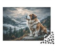 Cute Dog Rompecabezas Imposible,desafío for Adults Saint Bernard on Mountain Cliff Entretenimiento Creativo 1000 Piezas Obra De Arte De Juego De para Adultos Y Niños 52x38cm/1000pcs
