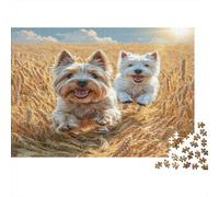 Cute Dog Rompecabezas Imposible,desafío for Adults Two Small Dogs in Wheat Field Juego Educativo 1000 Piezas Obra De Arte De Juego De para Adultos, Regalos A Partir De 14 Años 52x38cm/1000pcs