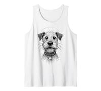 Cute Dog Sketch Scruffy Terrier Face Hand-Drawn Graphic Art Camiseta sin Mangas