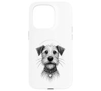 Cute Dog Sketch Scruffy Terrier Face Hand-Drawn Graphic Art Carcasa para iPhone 15 Pro
