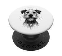 Cute Dog Sketch Scruffy Terrier Face Hand-Drawn Graphic Art PopSockets PopGrip Adhesivo