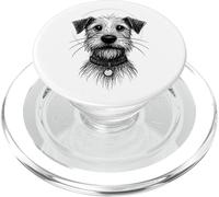 Cute Dog Sketch Scruffy Terrier Face Hand-Drawn Graphic Art PopSockets PopGrip para MagSafe