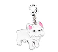 Cute Dog Tag Pendant | Metal Pet Collar Charm with Secure Clasp | Dog ID Tag for Well - Being/Style/Personalization | 2.5cm Lightweight Pet Accessory (Bull White)