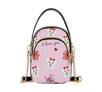 Cute Dogs - Bolso de hombro para mujer, color rosa, con correa de cadena, estampado floral, bolso cruzado para mujer, 5.9 x 8.3 x 3.1 pulgadas