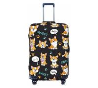 Cute Dogs Corgi - Fundas elásticas para equipaje de viaje, 45,7 a 81,3 cm, Black, S