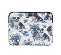 Cute Dogs - Funda para computadora portátil de 15 pulgadas, diseño floral azul retro para laptop de 15 pulgadas, para mujeres y hombres