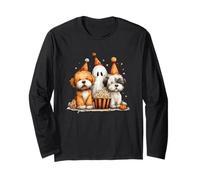 Cute Dogs Ghost Popcorn Fiesta de Halloween Manga Larga