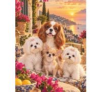 Cute Dogs Squared Notebook with Mediterranean Cover: Large 8.5 x 11 for Notes, Math, Planning, Study, Graphs & Work | Charming Gift for Dog Lovers, Puppy Owners, Students, Women & Girls