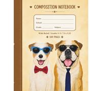 Cute Dogs with Sunglasses: Wide Ruled Composition Notebook for Kids in Grades 3-5 | 7.5 x 9.25 in | 100 Pages
