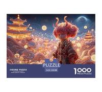 Cute Doll with Red Hair Horns 1000 Piezas Corte Preciso Rompecabezas Horned Fantasy Girl Divertido Jigsaw Educativo Amigos 52x38cm/1000pcs