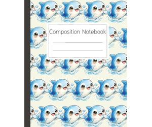 Cute Dolphin Fish Composition Notebook: Wide Ruled Paper for School, Work, or Home - Journaling and Note Taking: A Fun and Playful Design for ... Who Love Marine Animals and Aquatic Life