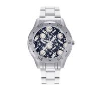 Cute Doodle Astronauts - Reloj analógico de cuarzo para hombre, correa de acero inoxidable, reloj de pulsera de negocios