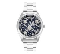 Cute Doodle Astronauts - Reloj casual para hombre con correa de acero inoxidable y cuarzo de aleación