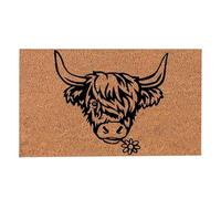 Cute Door Mats - Polyester 15.75x23.62 Inch | Welcome Mat, Highland Cow Animal Entrance Rug With Non Slip Backing For Floor Decor | For Home Office Indoor Outdoor Front Door Garden Entryway Use