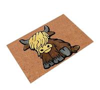 Cute Door Mats - Polyester 15.75x23.62 Inch | Welcome Mat, Highland Cow Animal Entrance Rug With Non Slip Backing For Floor Decor | For Home Office Indoor Outdoor Front Door Garden Entryway Use