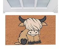 Cute Door Mats - Polyester 15.75x23.62 Inch | Welcome Mat, Highland Cow Animal Entrance Rug With Non Slip Backing For Floor Decor | For Home Office Indoor Outdoor Front Door Garden Entryway Use