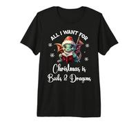Cute Dragon Book For All I Want Christmas is Books & Dragons Camiseta Premium