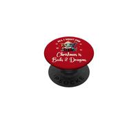 Cute Dragon Book For All I Want Christmas is Books & Dragons PopSockets PopGrip Adhesivo