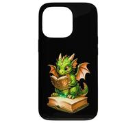 Cute Dragon Reading Book, Booish Teacher Librarian Bookworm Carcasa para iPhone 13 Pro