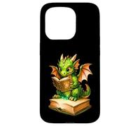 Cute Dragon Reading Book, Booish Teacher Librarian Bookworm Carcasa para iPhone 15 Pro