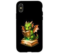 Cute Dragon Reading Book, Booish Teacher Librarian Bookworm Carcasa para iPhone X/XS
