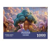 Cute Dragon with Fluffy Pink Fur 1000 Piece Corte Preciso Rompecabezas Fantasy Hilltop Cat Village Familia Jigsaw Educativo Adultos 52x38cm/1000pcs