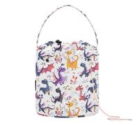 Cute Dragons - Bolsa de hilo de ganchillo de color blanco, almacenamiento de agujas portátil para herramientas de tejer, suministros de tejer