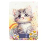 Cute Drawn Cats Bloom - Báscula digital portátil pequeña para alimentos, 11 libras/1 onzas, escala digital de 5 kg/5 g, con 4 unidades para hornear dietas espresso (pilas no incluidas)