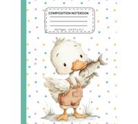 Cute Duck Composition Notebook: Adorable Animal Graph Grid Journal, Large 8.5” x 11”, 200 Pages: Charming Duck with Fish and Polka Dot Cover | Graph ... Math, Journaling, and Creative Projects