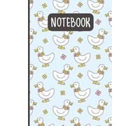 Cute Duck Notebook: Kawaii Duck Journal with Flowers | 6" x 9" Lined Pages for Kids, Teens, Students, Animal Lovers