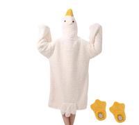 Cute Ducks Animals Hoodie Wearable Blankets With Shoes | Funny White Wearable Blanket With Sleeves And GooseFeet Slippers, For Home Living Room Bedroom Movie Night Party Family Gathering Camping