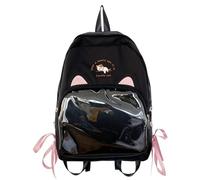 Cute Ears Kawaii Pins Bag - Mochila transparente con ventana de anime, bolsa de coleccionista japonesa, mochila de tienda de campaña, Negro, Talla única