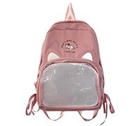 Cute Ears Kawaii Pins Bag - Mochila transparente con ventana de anime, bolsa de coleccionista japonesa, mochila de carga, Red, Talla única, Mochilas rucksack
