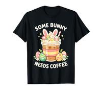 Cute Easter Bunny Needs Coffee Funny Quote Camiseta