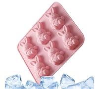 Cute Easter Bunny Silicone Mold Chocolate Tray, Molds Reusable 6 Cavity Easy Release Baking Art Crafts Dessert Shaping | Suitable Ideal Perfect For Cupcake Fondant Candy Sugar Muffin Family Friends P