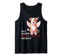Cute Eat Sleep Steal Hearts Repite San Valentín para Amantes de los Pitbull Camiseta sin Mangas