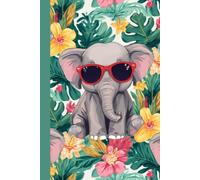 Cute Elephant in Sunglasses Tropical Floral Lined Notebook - Fun Jungle Journal | Gift for Kids, Teens & Elephant Lovers | Paperback Writing Notebook