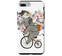 Cute Elephant Loves Cycling On Vintage Bike - Floral Heart Carcasa para iPhone 7 Plus/8 Plus
