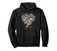 Cute Elephant Loves Cycling On Vintage Bike - Floral Heart Sudadera con Capucha