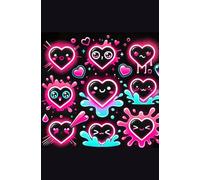Cute Emoji heart face : Lined Journal Notebook, (Black), 150 page, Medium 5.5 inch x 8 inch , -150 page GSM STANDARD Paper