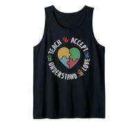 Cute Enseñar Aceptar Entender Amor Puzzle Autismo Conciencia Camiseta sin Mangas