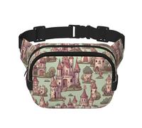 Cute Fairy Tale Castle02 - Riñonera cuadrada de doble capa con cinturón ajustable para ejercicio, correr, viajes, senderismo, Negro -, Talla única