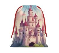 Cute Fairy Tale Castle03 - Bolsas de Navidad con cordón para recuerdos de fiesta, reutilizables, bolsas de caramelos, bodas, San Valentín