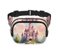 Cute Fairy Tale Castle03 - Riñonera cuadrada de doble capa con cinturón ajustable para ejercicio, correr, viajes, senderismo, Negro -, Talla única