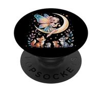 Cute Fairy Tales Magic Moon Animals Mythical Girl PopSockets PopGrip Adhesivo