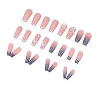 Cute Fake Nails, Bow Press On Nails, 24 Pieces Artificial Press On Nails, Manicure Stickers, Homemade Fake Fingertip, French Style, Glue On False Accessories For Kids