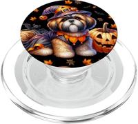 Cute Fall and Halloween Shih Tzu Dog Graphic For Witches PopSockets PopGrip para MagSafe