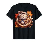 Cute Fall Cat Graphic For Cat Grandma and Autumn Kitten Mom Camiseta